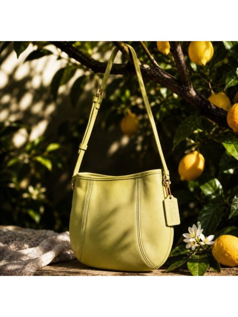Vintage Coach 9990 Lime Pistachio Leather Small Framed Crossbody USA Rare - Picture 2 of 16